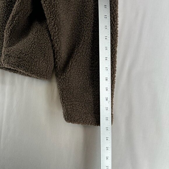 LNA Clothing Sweatshirt Womens L Faux Fur Sherpa 1/4 Zip Pullover Jumper Brown - Picture 10 of 11